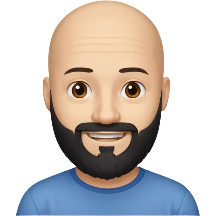 black long beard bald man with shirt emoji