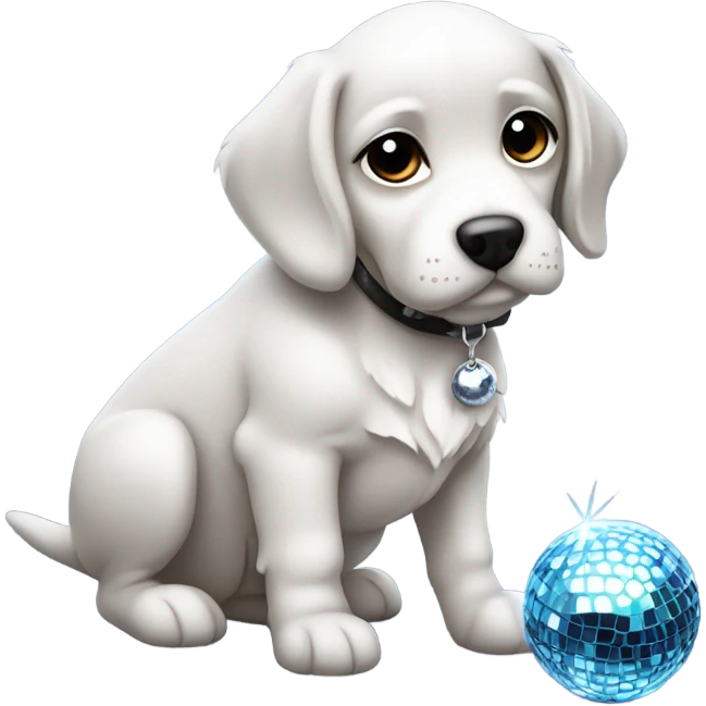 Disco ball with puppy emoji