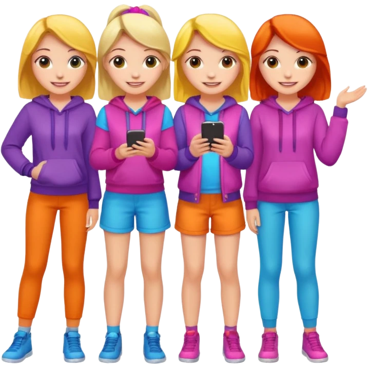 group of cute teenage girls emoji