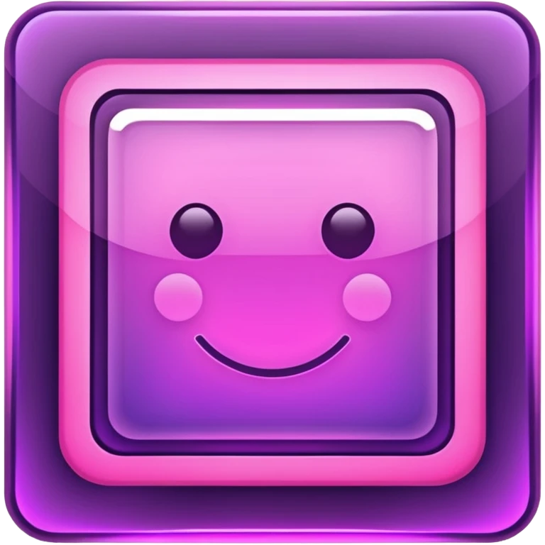 A glowing neon square in shades of purple and pink, transparent background emoji