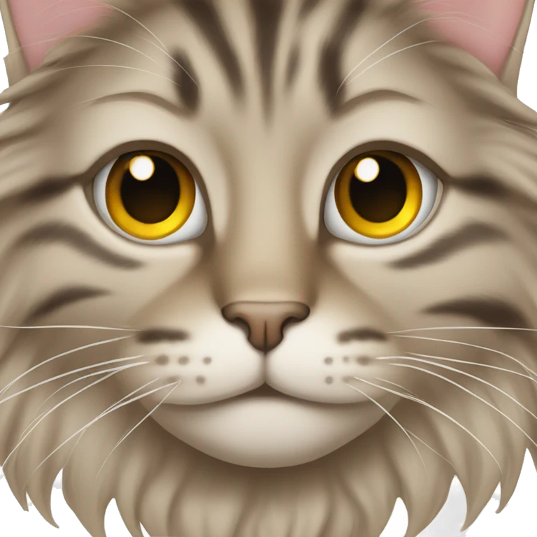 A tabby cat long haired face that has only one eye on the left emoji