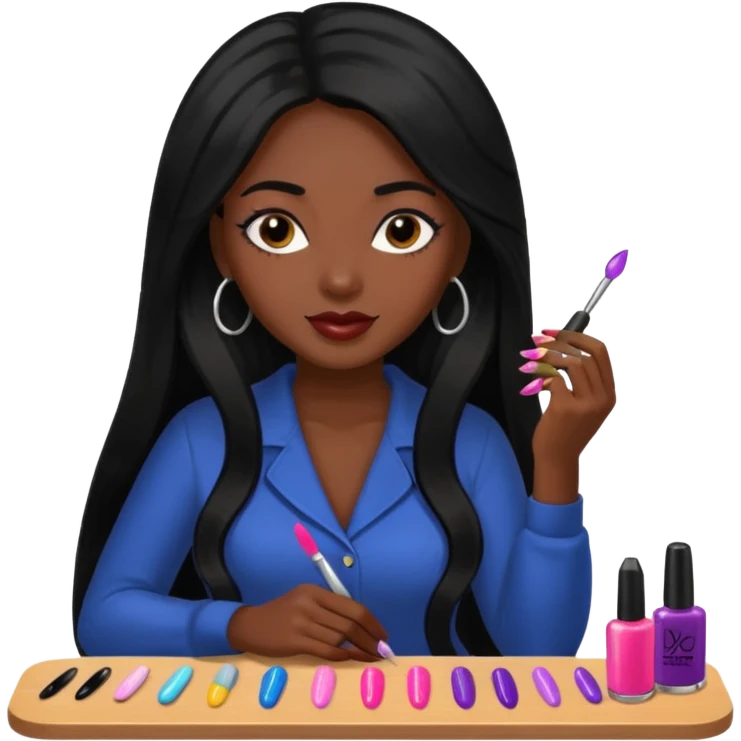 black woman nail artist long haired emoji