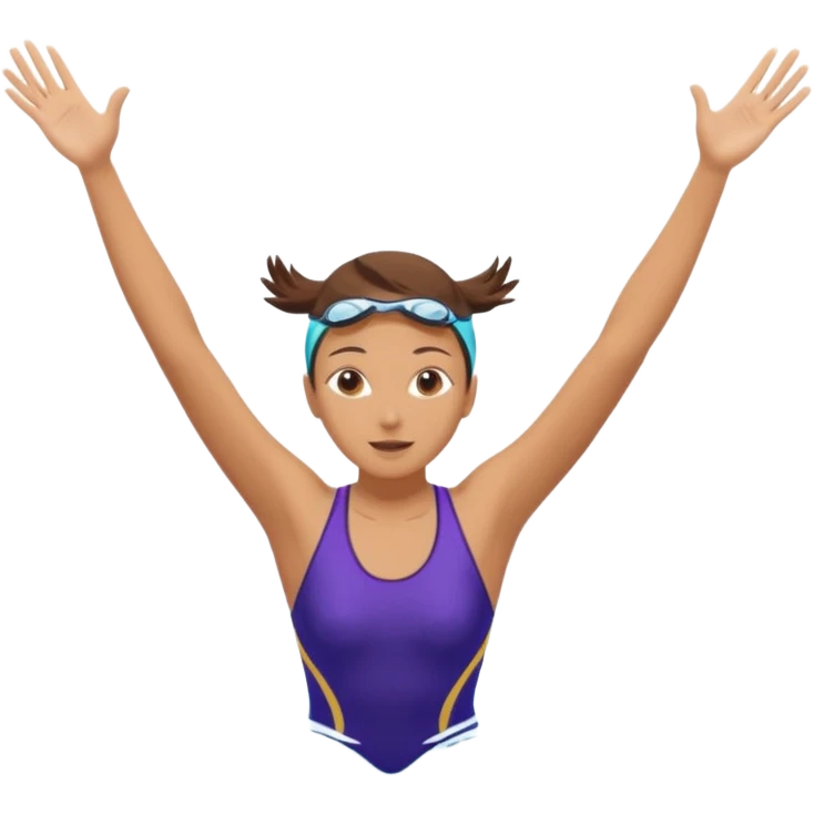 A swimmer is about to dive into the pool. She is in the pose of diving in the air with the hands above the head emoji