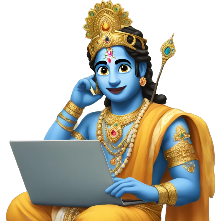 Lord Krishna with laptop emoji