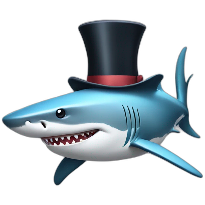 Shark with a top hat emoji