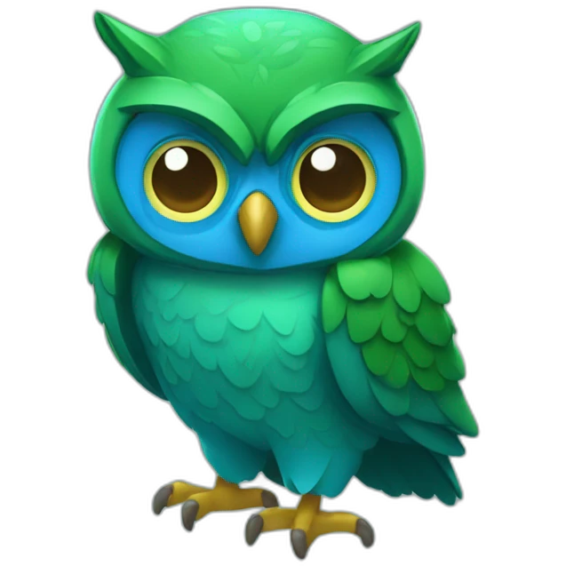 Blue-Green-owl-manga-like emoji