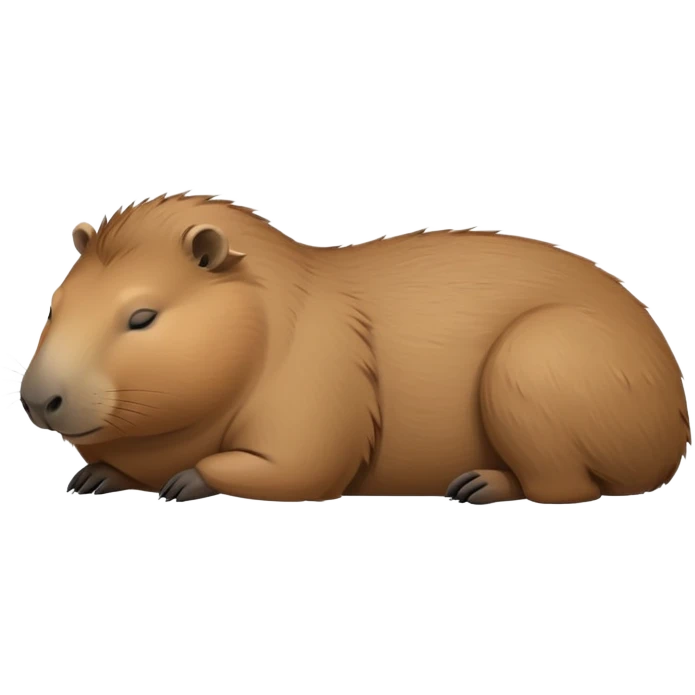 cinematic-Sleeping capybara-realistic-full-body-on-standing-emoji,-plump-and-relaxed-body-soaking-in-the-warm-sun,-short-brown-fur-slightly-ruffled,-head-tilted-dramatically,-calm-expressive-eyes-exuding-serene-wisdom,-simplified-yet-realistic emoji