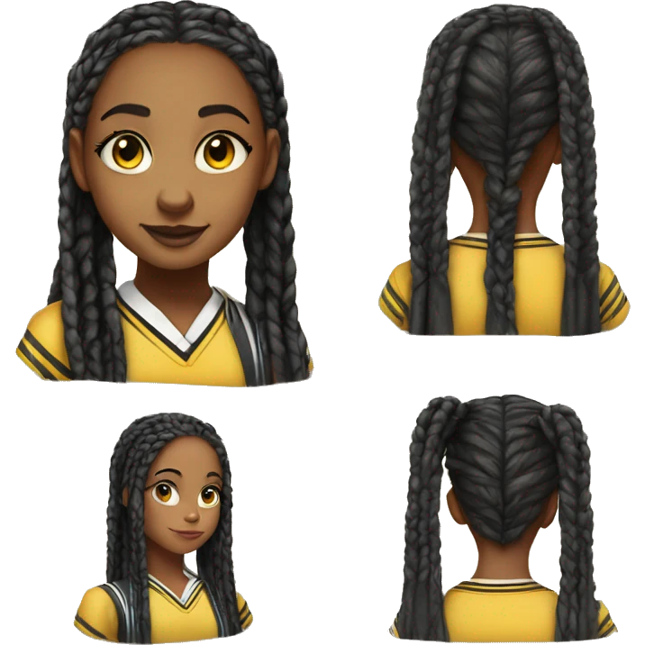  Hyper realistic girl with long box braids wearing Hufflepuff school uniform emoji