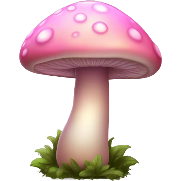 Pastel Pink Mushroom "A pastel pink mushroom with a glowing cap, glittery spots, and a faint magical glow spreading around its base." emoji