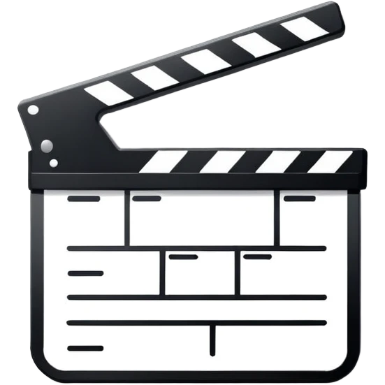 super simplified clapperboard icon, abstract geometric shape, minimal black strokes emoji