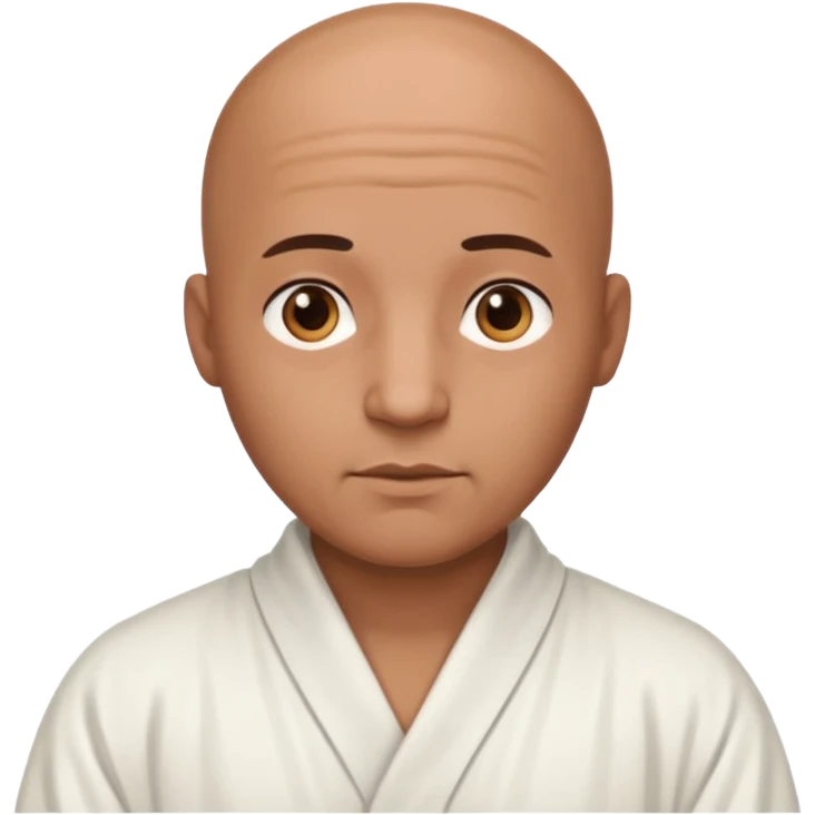 Male person, bald, with a brown complexion and a little plump, dressed in white with a robe and showing signs of age emoji
