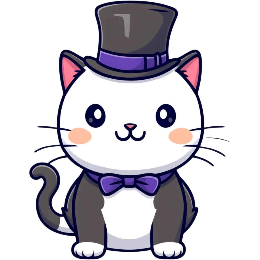 cat wearing tophat emoji