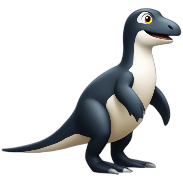 Pingouin sur dinosaure emoji
