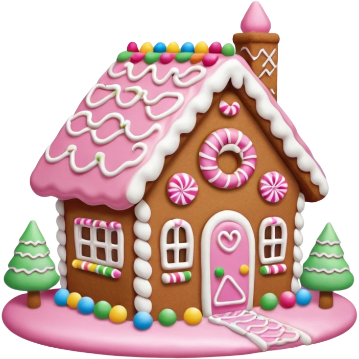 Gingerbread house pink emoji