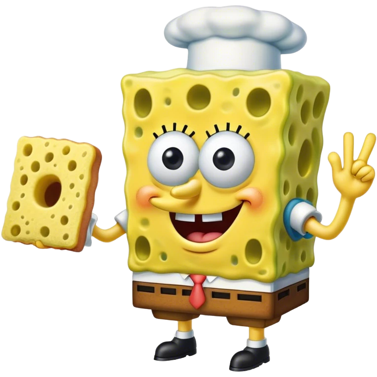 SpongeBob entering the krusty krab kitchen sticking his finger in the sponge hole that leads to his “brain” and his left eye facing left and his right eye facing right emoji