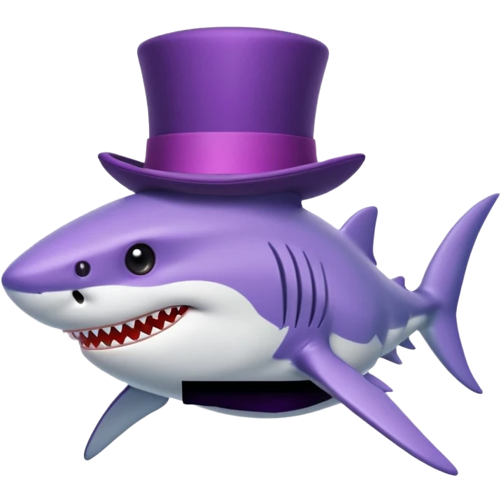 Shark with a top hat purple  emoji