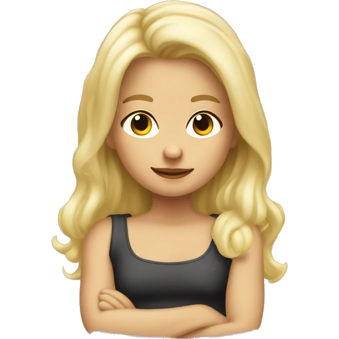 Blonde Frau mit langen Haaren stimmt ein blondes Baby junge  emoji