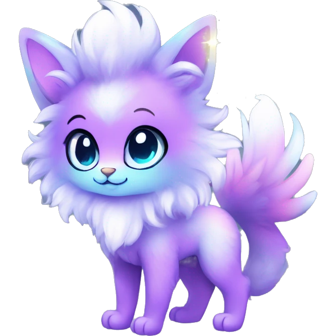 Shiny Sparkly Colorful Fluffy beautiful fantasy Kawaii Ethereal Anthro Sona Nebula-Crystal-Fakemon-animal emoji