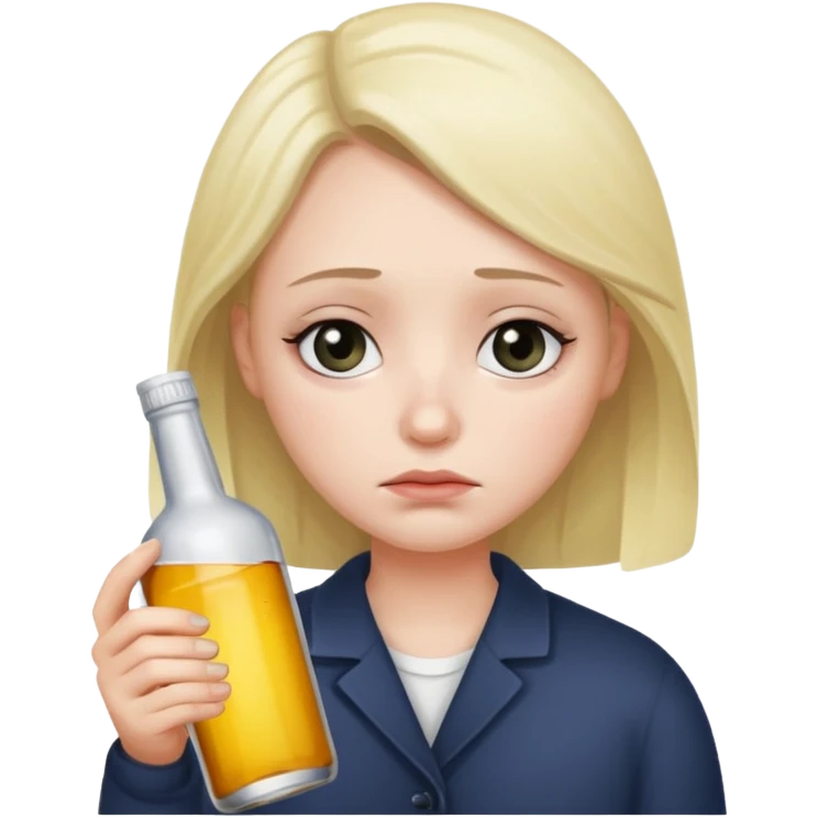 sad face holding alcohol bottle  emoji
