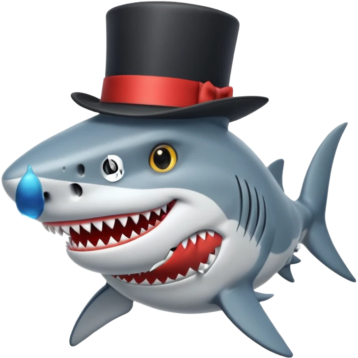 Shark with a top hat emoji