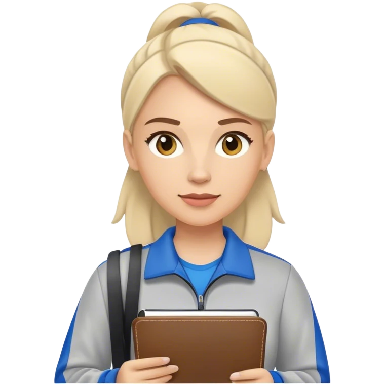  female sport coach with coach wear and holding a notebook emoji