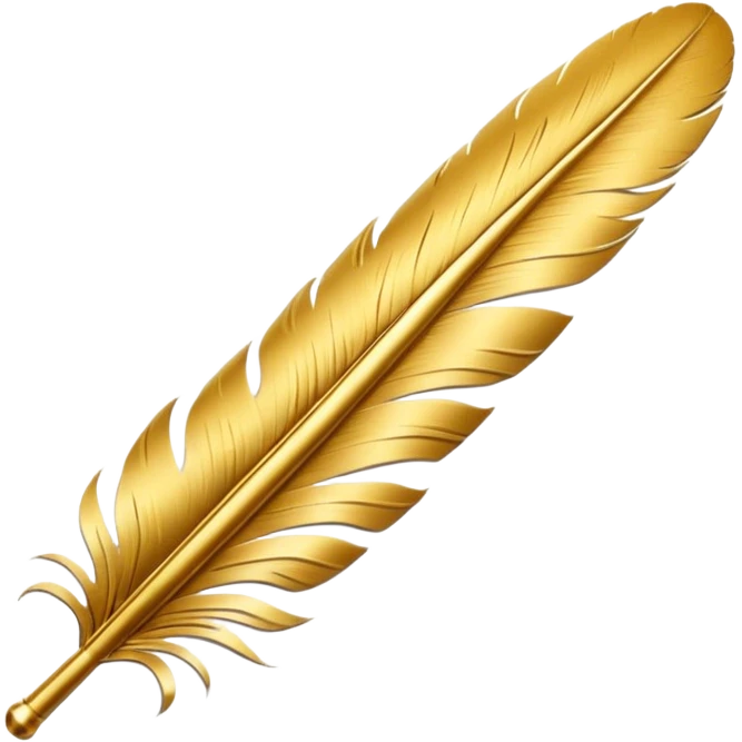 3D perspective writing premium golden ink feather emoji