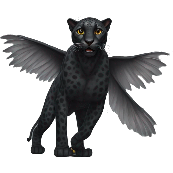 realistic winged black leopard emoji