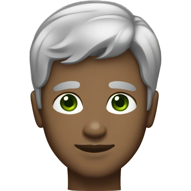 a brown-skinned man with salt & pepper short, thick hair and green eyes emoji