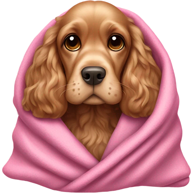 Cocker spaniel in a pink blanket emoji