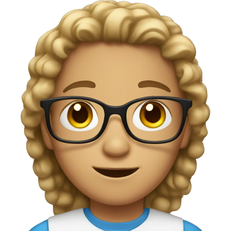 a kid with brown eyes and hair and has glasses emoji