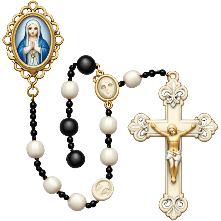 Gothic white rosary with white beads emoji
