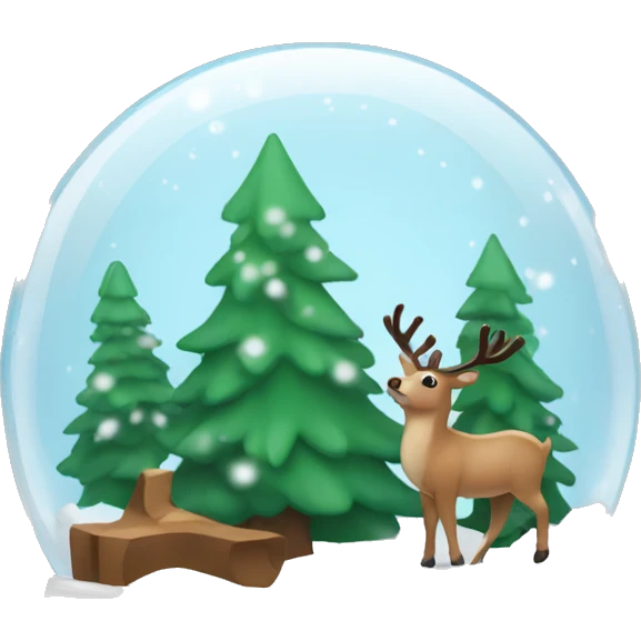 Snow globe with pine trees and reindeer inside emoji