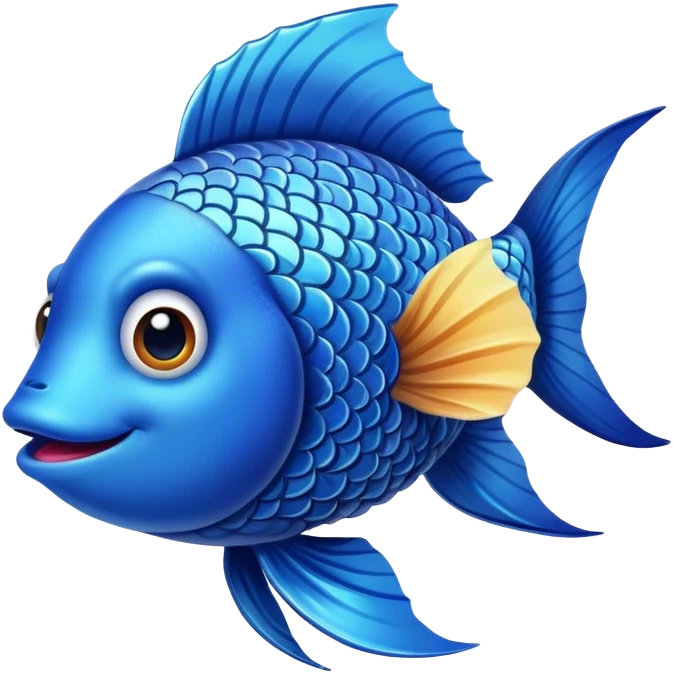 blue happy fish from the left side emoji