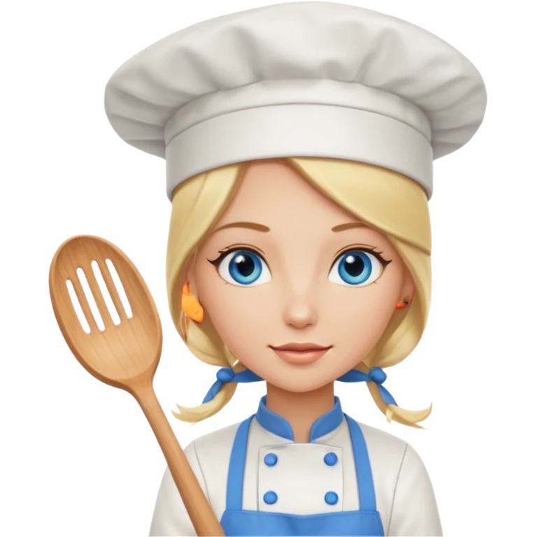 Sexy Long Blonde hair blue eyed female chef emoji