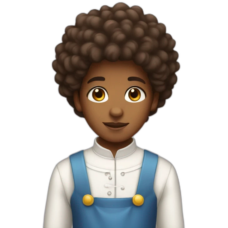 a brown-skinned boy with an afro in a maid outfit emoji