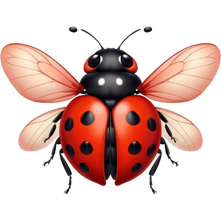 flying ladybug with wings open emoji