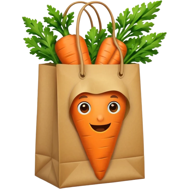 paper shopping bag with carrot. Transparent background emoji