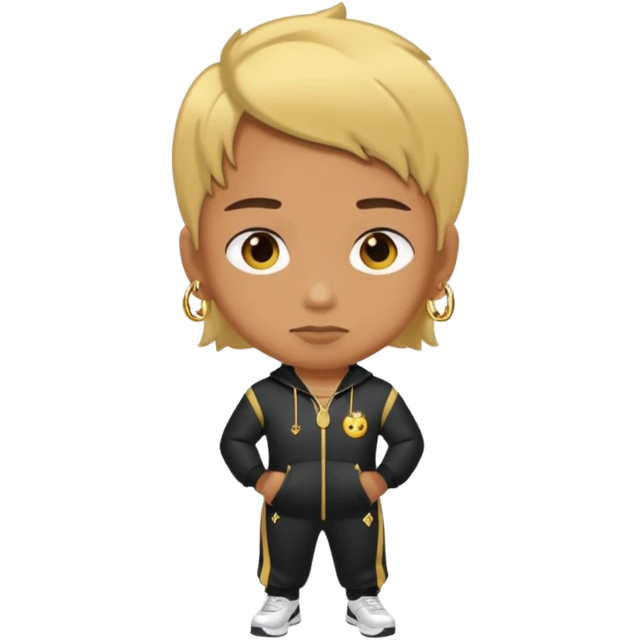 person wearing track suit and gold chain emoji
