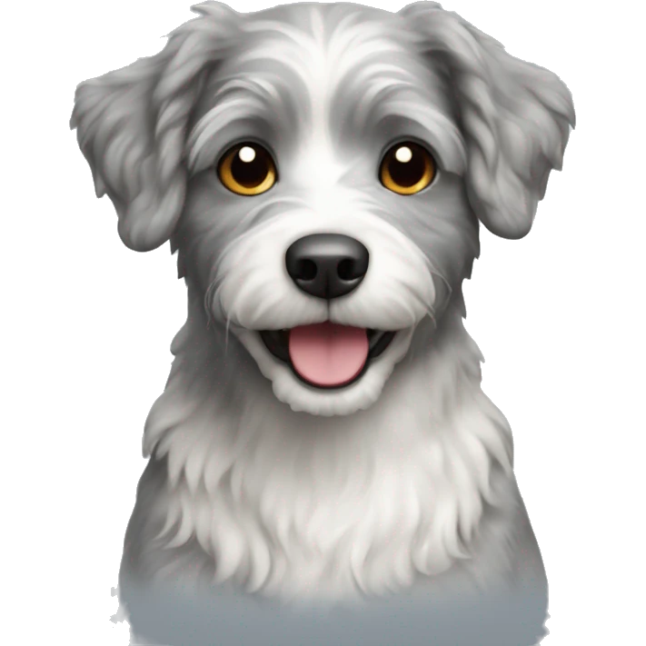 happy havapoo grey and white coat mix emoji