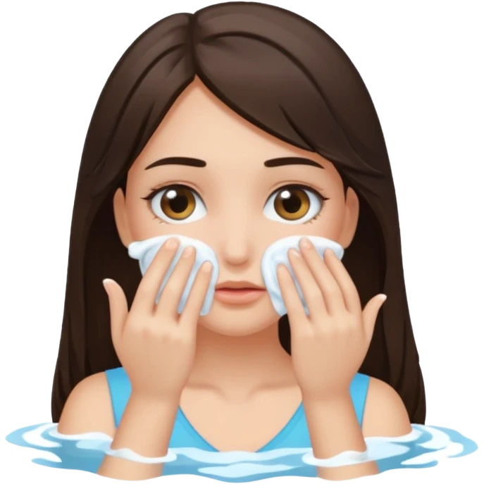 Brunette girl washing her eyes emoji