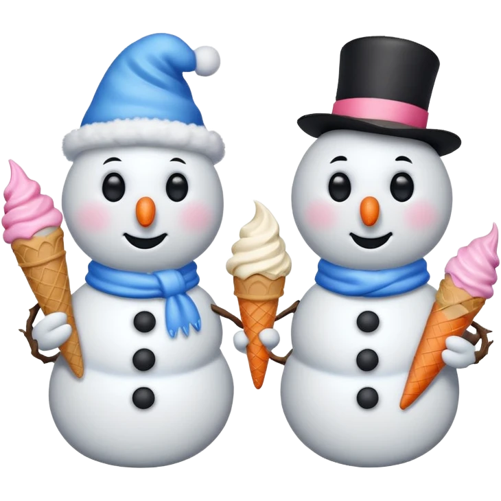 snowmen holding ice cream emoji