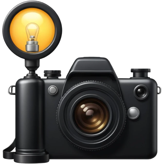 photo camera with a small lamp next to it emoji