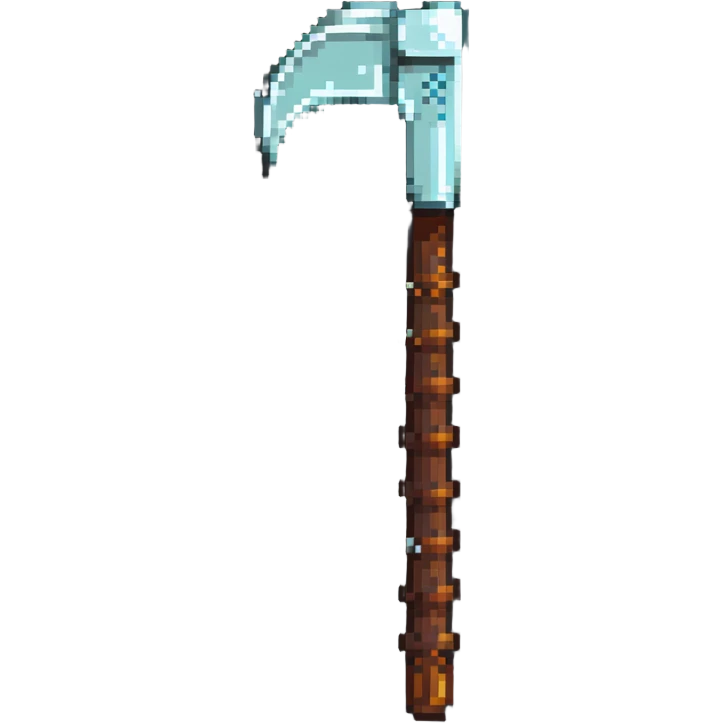 pixelated Minecraft diamond pickaxe with brown handle emoji