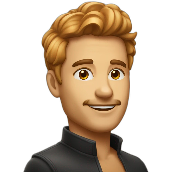 un beau gosse au couleur caramel avec des cheveux crépus noir emoji