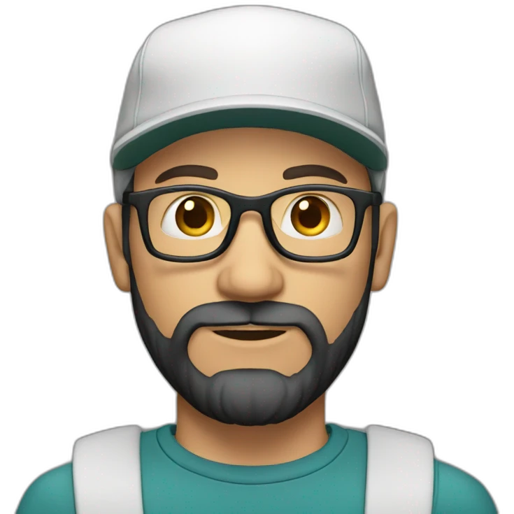 white man with short dark beard, cap and glasses emoji