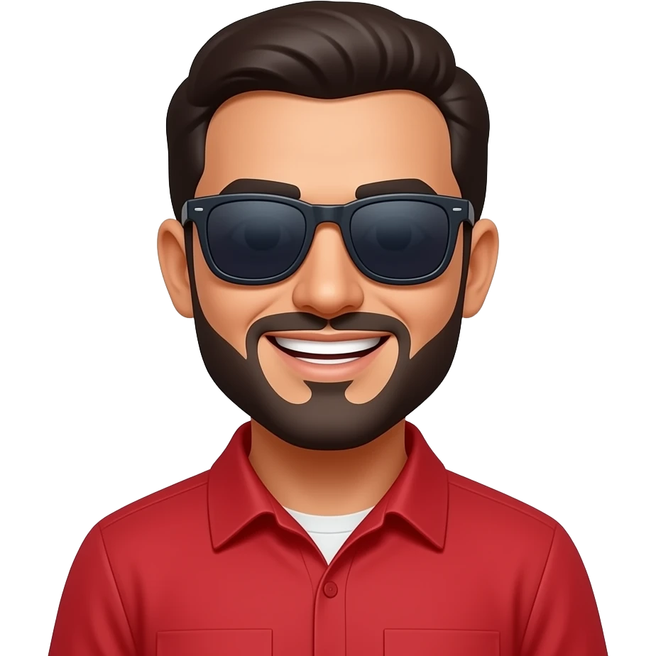 Arabe rojo con lentes oscuros y sonriendo emoji