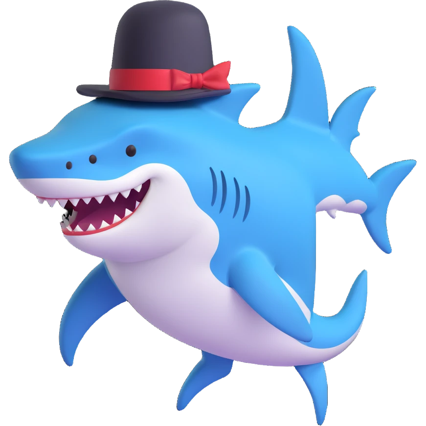 shark with a top hat emoji