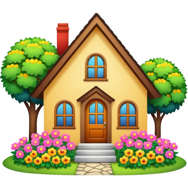 House with flowers in the front yard emoji