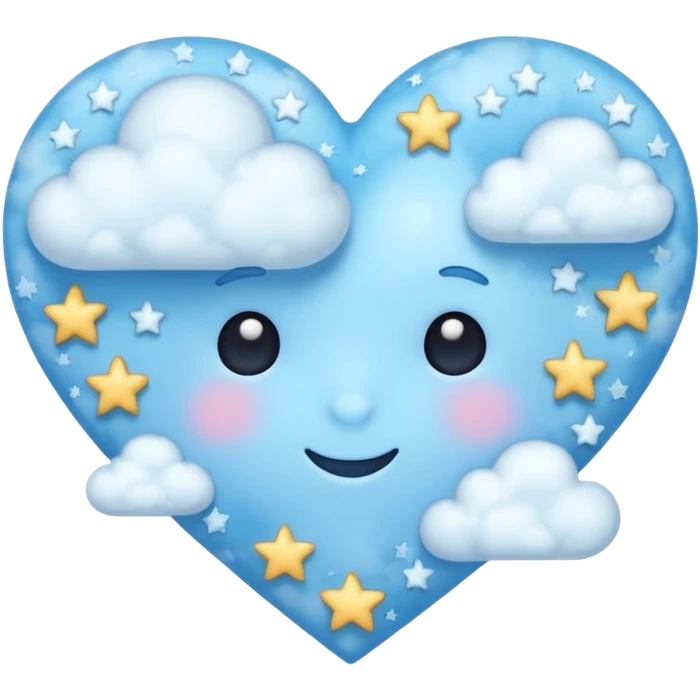 light blue heart with clouds and stars emoji