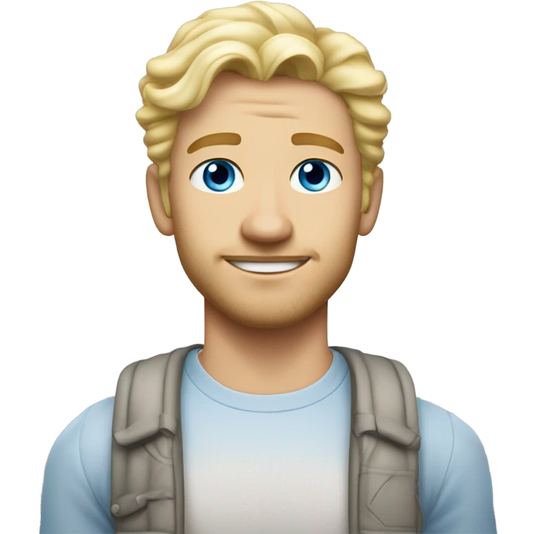 full body standing light curl blonde 30yo man blue eyed pale skin emoji